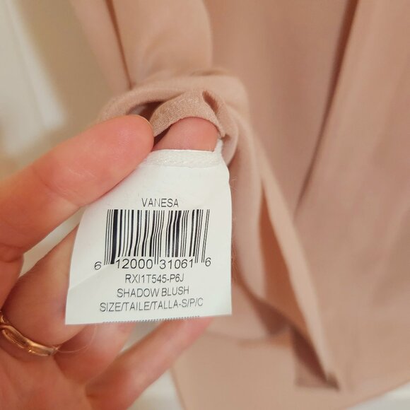 BCBGMaxAzria Silk Vanesa Sleeveless Blouse Shadow Blush S - Picture 7 of 7